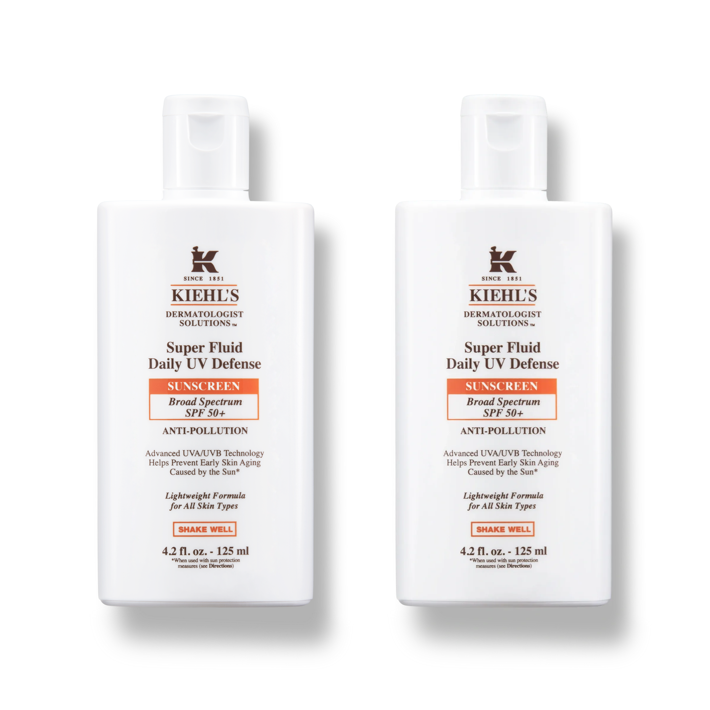 Kiehls Super Fluid UV Defense Daily Facial Sunscreen SPF 50 125ml Duo 158$